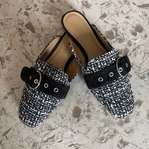 Talbots Stella Buckle Boucle Flat Mules Shoes Size 8 GS5